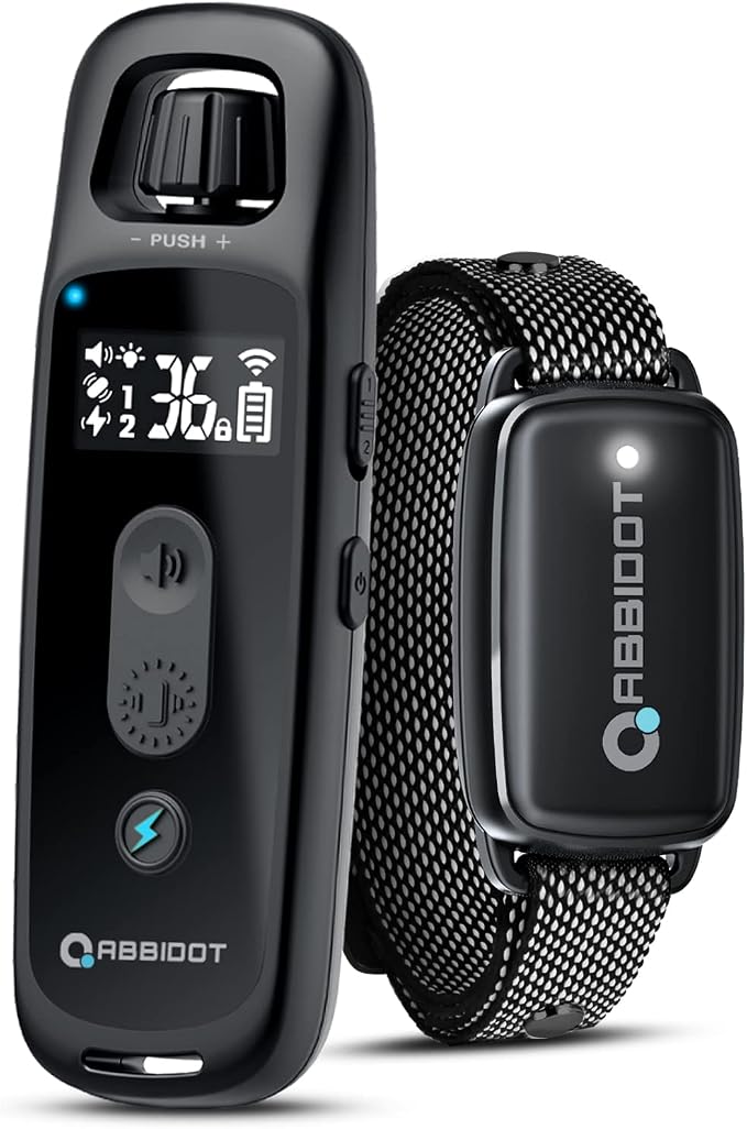 ABBIDOT Shock Collar for Dogs 3300 FT Dog Shock Collar with Remote, 4 Modes Training Collar, IPX7 Waterproof, Light &Safety Lock, Rechargeable E-Collar for Small Medium Large Dogs (15-120 lbs),Black