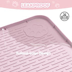 Silicone Cat Litter Mat for Litter Box 34”x22” Large Cat Mat, Pink | Waterproof, Non-Slip, Leak-Proof Rug Mat with Lip, Easy to Clean, Extra Large Litter Catcher Mat for Floor