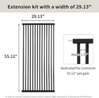 Lumizone Extra Tall Cat Gate Extension Kit 55.12" High 29.52" Wide Black | Tall Pet Gate Dog Gate for Doorway Hallway Stairs Pressure Mounted Extra Wide 1.37" Gap No Drilling