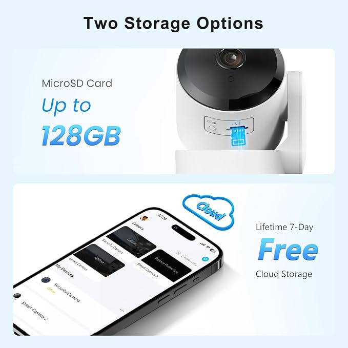 AMOROM Indoor Camera 2K, Alexa Camera for Baby/Elderly/Pet Monitoring | AI Smart Detection & Alarm, 2-Way Audio, Night Vision, 2.4G & 5G WiFi App Control, Cloud & SD Card Storage, 1 Pack