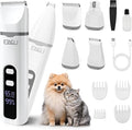 ETACCU 4 in 1 Dog Clippers Grooming Kit with LED Display, Cordless Dog Quiet Hair Trimmer for Paw Nail Grinder, Rechargeable 2-Speed Cat Clippers Face Shaver for Paw Nail Body Ear