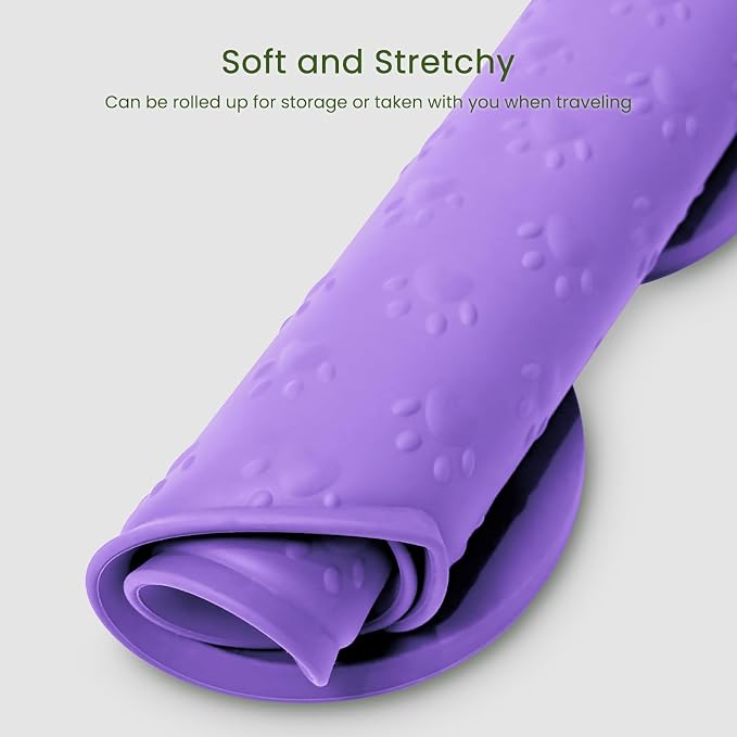 PWTAA Dog Food Mat Anti-Slip Silicone Dog Bowl Mat Thicker Pet Placemat Waterproof Cat Feeder Pad with Raised Edge Puppy Kitten Feeding Mats Suitable Small Medium-Sized Dogs Cats Eating Tray