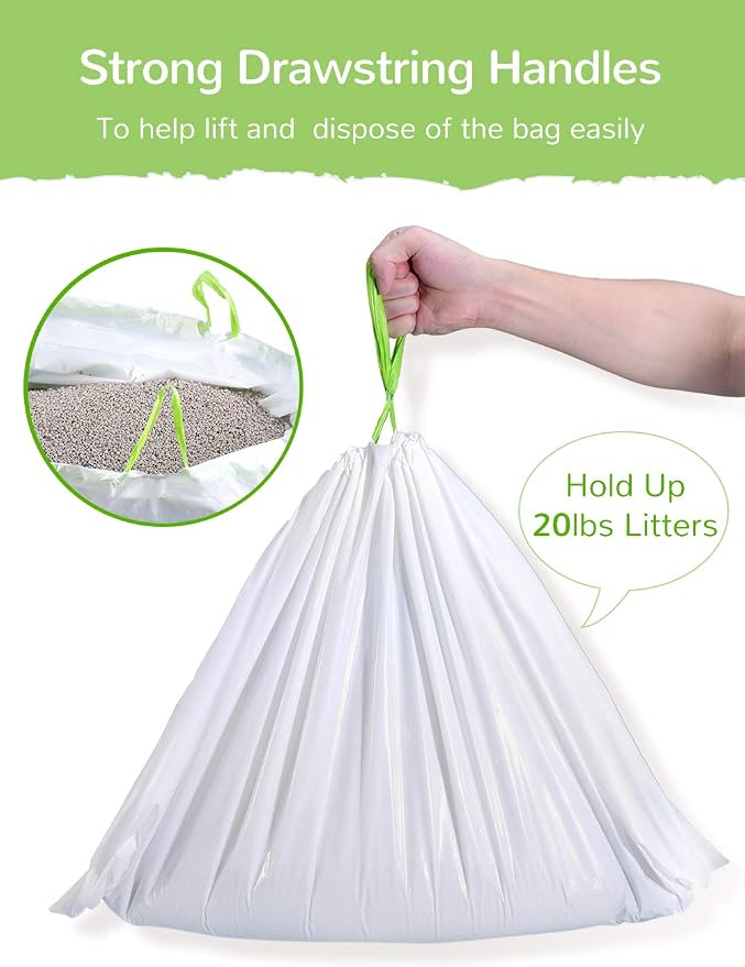 Cat Litter Liners Large, Jumbo Drawstring Extra Durable Pet Cat Pan Liners Extra-Thick Kitty Litter Box Bag-24 Count 36" x 18"