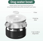 Gardner Pet Slow Water Bowl for Dogs – No Spill, Anti-Splash Floating Plate Design, Slows Drinking to Reduce Mess, Keeps Water Clean & Floors Dry, 3.8L(Black)