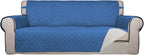 PureFit Reversible Quilted Sofa Cover Dog Couch Covers for Sofa, 66 in | Blue/Ivory, Water Resistant Couch Protector, Washable Pet Couch Cover with Non Slip and Elastic Straps For Kids