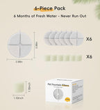 6 Pack Filters Replacement Filter for FS30 Cat Fountain, 6 Layer Filter | Suitable for FS30, Replace every 1-2 weeks, Fresher Water