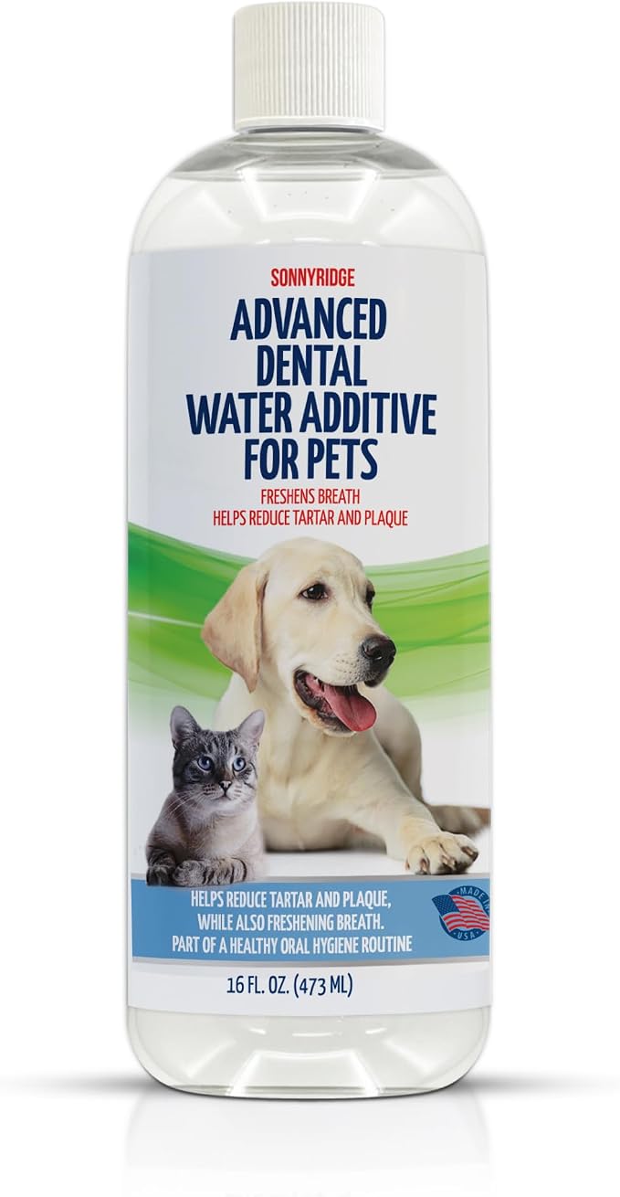 Premium Advanced Dog and cat Dental Water Additive – #1 Rated Fresh Breath & Plaque Fighter - Vet Recommended, Made in USA, 17 fl oz.