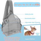 SlowTon Pet Dog Sling Carrier, Hands Free Hard Bottom Papoose Small Animal Puppy Up to 11 lbs Travel Bag Tote Breathable Mesh Support Adjustable Padded Strap Pocket Safety Belt Machine Washable