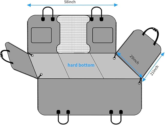 URPOWER Back Seat Extender for Dogs, Large Hard Bottom Dog Car Seat Cover | Supports 550 lbs, Stable 3-Panel Hard Bottom, Added High-Density Foam for Comfort, Waterproof 900D Oxford, 45% More Space