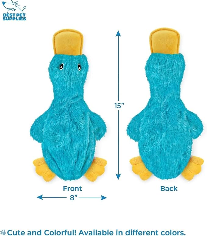 Best Pet Supplies Squeaky Dog Toys with Soft Durable Fabric for Small, Medium and Large Pets Interactive Toy for Indoor Play, Supports Active Biting and Play - Crinkle Duck (Light Green & Turquoise)