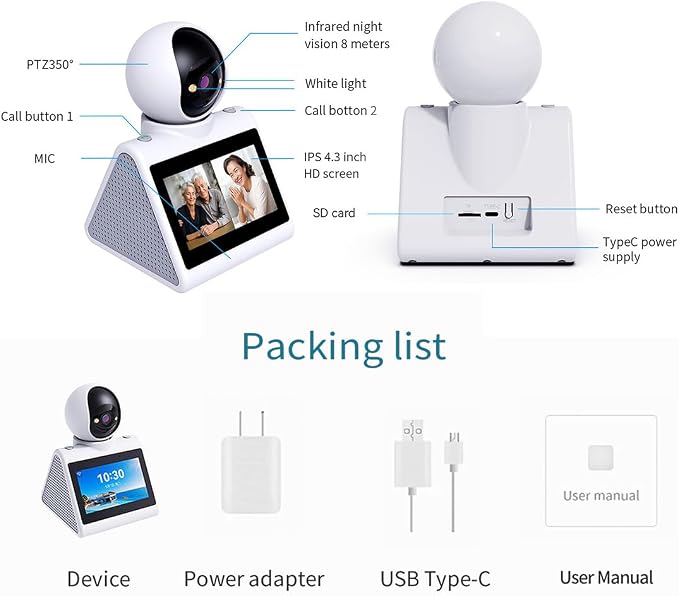 Two Way Video Camera,Dual-Band(5G/2.4G)Indoor Home Security Cameras,Baby Motion Pet Dog Camera with Phone App,Motion for Elderly/Nanny/Pet/Dog/Baby,Audio Calling Device Pan Til,Motion Detection