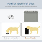 PawHut Raised Pet Feeding Storage Station with 2 Stainless Steel Bowls Base for Large Dogs and Other Large Pets, Gray | with2 Stainless Steel Bowls Base for Other Large Pets