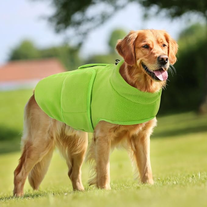 Queenmore Small Dog Sweaters, Soft Fleece Vest Pullover Pet Jacket with Leash Hole, Warm Winter Dog Clothes Cold Weather Doggy Dachshund Sweater for Small Dogs Cats Boy or Girl (Green, XS)