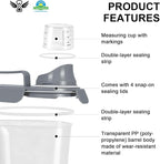 LEAWALK Airtight Rice Storage Container, 7-10Lbs Cereal Dry Food Flour Bin, Pet Dog Cat Food Dispenser with Measuring Cup, BPA Free Plastic Kitchen and Pantry Organization Bin for Sugar-Gray