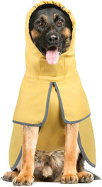DELIFUR Large Dog Raincoat Waterproof - Adjustable Dog Poncho Raincoat Lightweight Rain Jacket with Soft Lining for Medium Large Dog Yellow (Large)