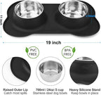 AsFrost Dog Food Bowls Stainless Steel Pet Bowls & Dog Water Bowls No Spill Non Skid, Feeding Bowls with Dog Bowls Silicone Mat for Small Medium Large Size Dogs, Cat Pet Dog Dishes Set, Black, 3 Cup