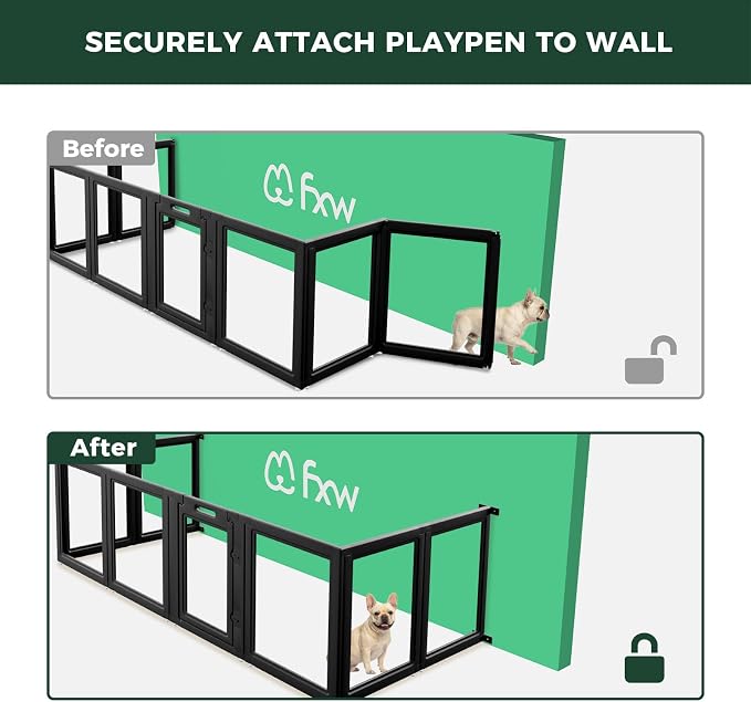 FXW Fence-to-Wall Anchors for AuraSpace Acrylic Indoor Dog Playpen | Fits AuraSpace 35"H, Connect Panels to the Wall, Expand Your Dog’s Play Area, Playpen Not Included
