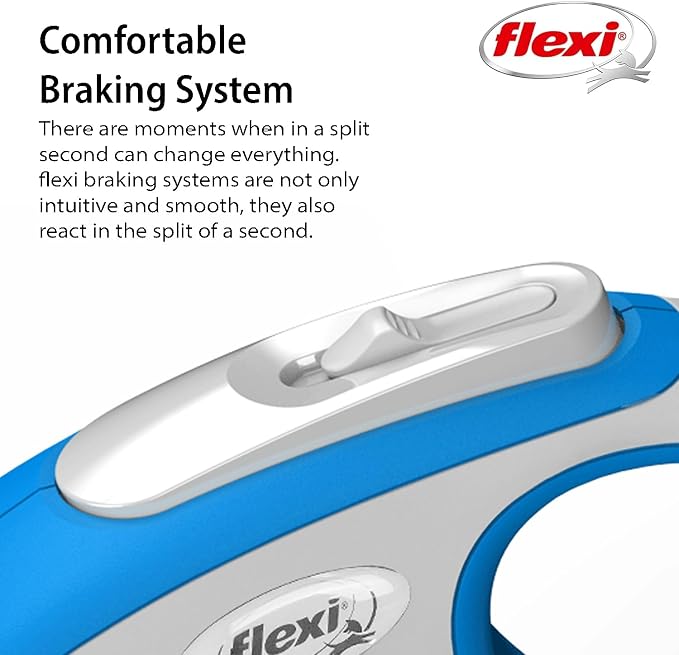 FLEXI® Comfort Tape Retractable Dog Leash, Medium, 16 ft - Blue | German engineered, original flexi leash, durable quality for dogs up to 55 lbs, tangle-free, walking, reliable brake system