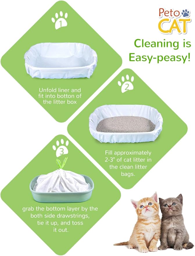 Cat Litter Liners Large, Jumbo Drawstring Extra Durable Pet Cat Pan Liners Extra-Thick Kitty Litter Box Bag-24 Count 36" x 18"