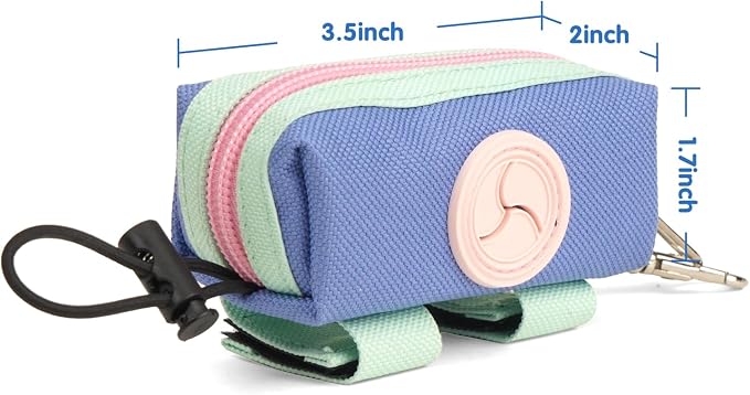 Dog Poop Bag Holder for Leash, Large-Capacity Canvas Pouch, Purple | Holds one bag roll, keys, treats, and small essentials with quick access, secure straps, and water-resistant canvas