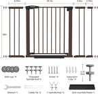 Mumeasy 29.7–48" Baby Gate for Stairs, Dog Gate for Doorways, Auto Close Child Gate, Indoor Safety Pet Gate with Walk Thru Door, Easy Install Pressure Mounted Extra Wide Gate for Kitchen, House, Brown