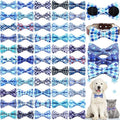 Silkfly 60 Pcs Winter Plaid Dog Collar Bow Ties Bulk Dog Bowtie Adjustable Holiday Accessories Puppy Bows Detachable Collar Charms for Small Medium Large Dogs Cat Grooming Supplies Pet Costume by Silkfly