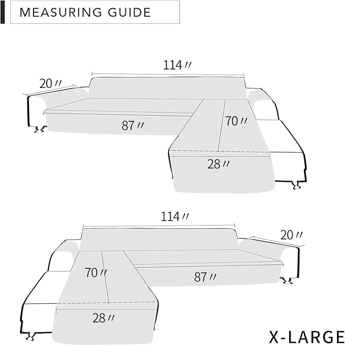 Easy-Going Reversible L-Shape Sectional Couch Cover, X-Large, Brown/Brown | Soft Sofa Slipcover For Dogs, Fits Left/Right Chaise Lounge Protector, Water Resistant Mat For Living Room