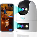 JOOAN 2K Dual Lens Indoor Outdoor Security Camera, 5GHz/2.4GHz WiFi, PTZ Auto Tracking, Motion Detection, 2-Way Audio, IP66 Waterproof, for Baby/Dog/Cat/Elderly, Multi-User Shared
