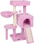 FISH&NAP Cute Cat Tree Kitten Cat Tower for Indoor Cat Condo Sisal Scratching Posts with Jump Platform Cat Furniture Activity Center Play House Pink | FISH&NAP For Indoor with Jump Platform Activity Center Pink