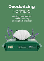 Earth Rated Dog Wipes for Paws & Butt, Deodorizing, Lavender, 200ct | Hypoallergenic, 3-in-1 Cleaning and Hydrating, for Grooming Paws, Body and Butt