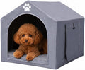 Dog House Indoor for Medium Dogs, 25 x 25 x 28 Inch Dog Tent with Reversible Cushion, Washable Foldable Pet House with Sturdy PVC Frame, Non-Slip Bottom & Roof Cover for 15-45 lbs Dogs and Cats, Gray