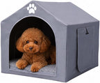 Dog House Indoor for Medium Dogs, 25 x 25 x 28 Inch Dog Tent with Reversible Cushion, Washable Foldable Pet House with Sturdy PVC Frame, Non-Slip Bottom & Roof Cover for 15-45 lbs Dogs and Cats, Gray