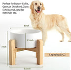 Petygooing White Elevated/Raised Ceramic Dog Bowl for Medium and Large Breeds, Dog Food Water Dish with Stand,Pet Feeding Bowl with Anti Slip Rubber Large Dogs(1800ml 7.6 Cups)