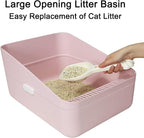 Sfozstra High Sided Cat Litter Box: Open Top Anti Tracking Design | Easy Cleaning / Comfortable Entry / For Cats Under 13 lbs / Apartment Friendly / Everyday Litter Care