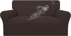 Easy-Going 100% Waterproof Loveseat Couch Cover Stretch Jacquard Sofa Cover | Dual Waterproof Sofa Slipcover, Leakproof Furniture Protector for Kids, Pets, Dog and Cat (Loveseat, Chocolate)