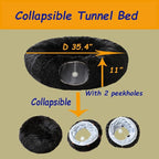 Cat Bed Tunnel Tube Toy Black Plush | Round, Collapsible Pet Tunnels for Indoor Cats, Interactive Toys Play Tubes with Hanging Ball for Kitten, Puppy, Rabbit