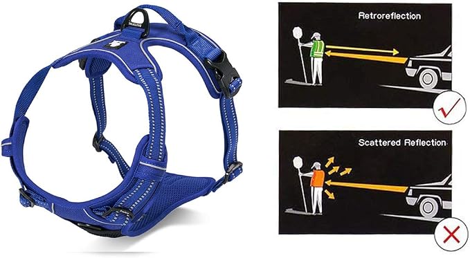 JUXZH Truelove No Pull Dog Harness with Easy Control Handle and 2 Leash Attachments,Reflective Adjustable Pet Vest