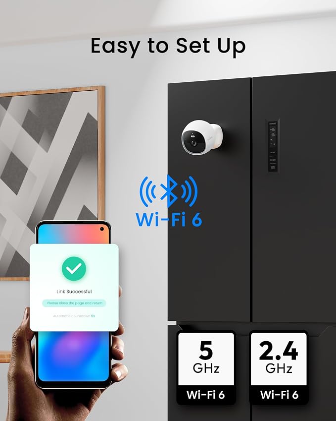 youkey Magnetic Indoor Security Camera Wireless, 2K Battery Powered Camera, No Subscription, Built-in 8GB Storage, Wire-Free for Renters, Compatible with Alexa & Google, Pet/Baby Monitor(S320)