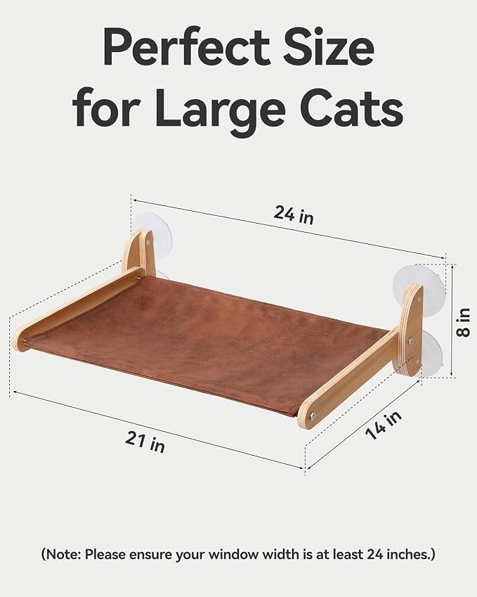 JKXJKX Foldable Cat Window Perch - 44Lbs Heavy Duty Hammock with Strong Suction Cups & Wooden Frame, Space Saving Kitty Bed Seat for Large Indoor Cats