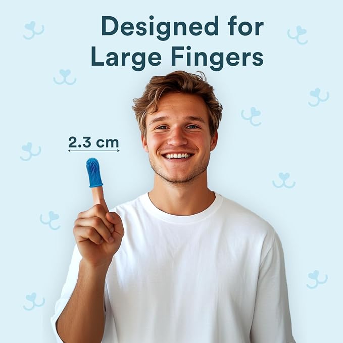 Jasper Large Dog Toothbrush, 360 Degree Pet Tooth Brushing Kit, Cat Toothbrush, Canine Dental Care & Teeth Cleaning Kit, Pet Finger Tooth Brush, Use with Dog Toothpaste, 2-Pack Navy-Blue Large