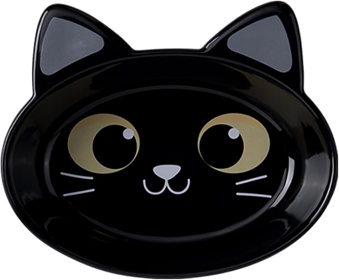 The Cat Ladies Ceramic Cat Bowls - Whisker Friendly Food Bowl - Cute Pet, Kitten Plates - Dishes for Indoor Cats - Dish for Wet Food & Water - Platos para Gatos - Black Cat, Small