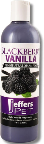 Jeffers Pet BlackBerry Vanilla Shampoo for Dogs & Cats, 17 oz – Coconut Based Soap Free Grooming Shampoo, pH Balanced Pet Wash, BlackBerry Tinted Vanilla Scent, Gentle Cleanser for Puppies & Kittens