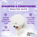 Bright White Natural Whitening Dog Shampoo and Conditioner for Dogs with Aloe Vera, pH Balanced Dog Shampoo and Conditioner Set, Tear-Free for Sensitive Skin 26.4 Oz (Pack of 2)