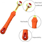 Orgrimmar 4 Pcs 3-Sided Pet Toothbrush Dog Cat Mouth Dental Teeth Care | Pet Brush for Bad Breath Tartar Cleaning