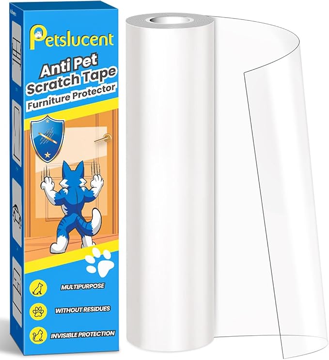 Cat Scratch Furniture Protector: Cat Anti Scratch Tape - Door Protector from Dog Scratching - Clear Training Self Adhesive Tape for Carpet, Sofa, Couch, Door (197in x 11.8in)