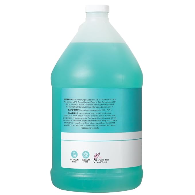 Ginger Lily Farms Club & Fitness Moisturizing Shampoo for All Hair Types, 100% Vegan & Cruelty-Free, Ocean Breeze Scent, 1 Gallon Refill (Pack of 4)