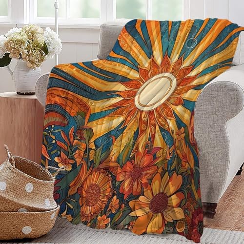 Sunflower Blanket Boho Sunrise Floral Throw Blankets Gifts for Girls Boys Kids Sunflower Lovers Soft Cozy Fleece Plush for Couch Sofa Bed 60"x50" - Image 5