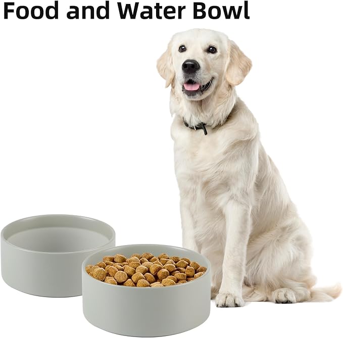 Havniva Ceramic Dog Bowls, 8.3” Dog Food and Water Bowl, Pet Feeding Bowl | Dog Food Bowl for Large Dogs, Food-Grade Ceramic, Dog Water Bowl with Non-Slip Rubber Base, Large Capacity, Dishwasher Safe