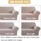 H.VERSAILTEX Stretch Couch Covers for Sofa 1 Piece Slipcovers for Couches and Sofas 3 Seater Couch Cover Feature Thick Checked Jacquard Fabric with Elastic Bottom(Large Sofa 90"-100" Wide, Sand)