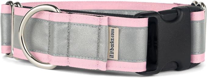 If It Barks - 1.5" Reflective Martingale Collar with Quick Snap Buckle for Dogs - Adjustable - Made in USA - Strong, Durable, and Comfy - Ideal for Training - Fits Most Breeds - Small, Pink